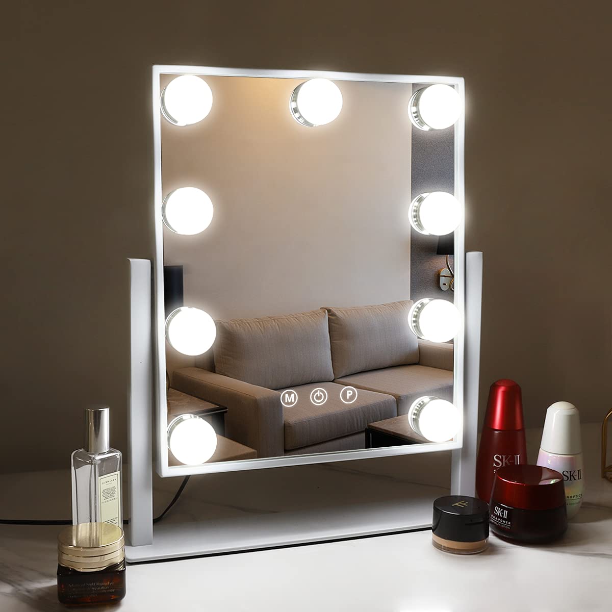 COOLJEEN Bluetooth Hollywood Vanity Makeup Mirror with Lights Wireless