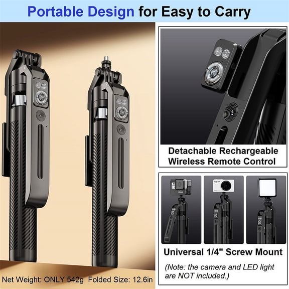 C Auto Face Tracking Tripod with 2 Fill Lights, One-click Pop-up, No App, Gesture Control, 360 Rotation with Aluminum Stand, 70.9" Extendable Selfie Stick Tripod for iPhone, Android, Camera, GoPro