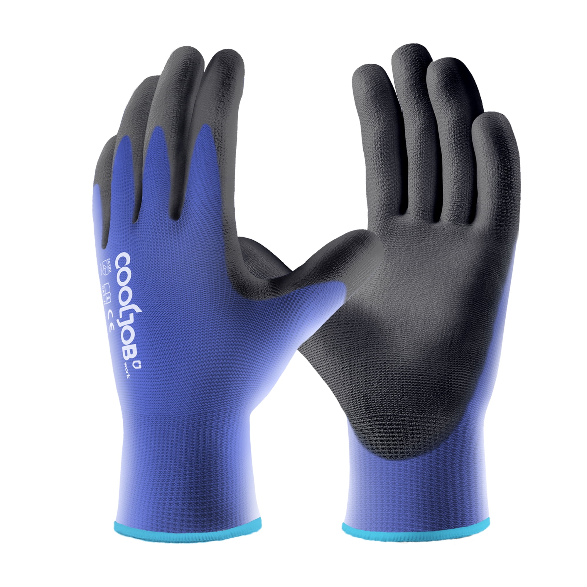 COOLJOB 13 Gauge Safety Work Gloves PU Coated 12 Pairs, Ultra-lite