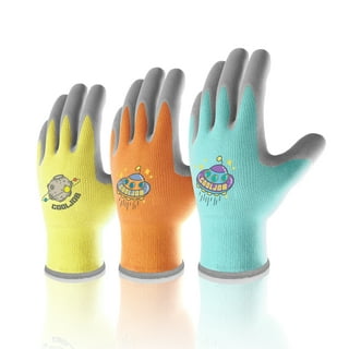  COOLJOB 3 Pairs Kids Gardening Gloves for Age 6-8, Children  Grippy Rubber Coated Garden Work Gloves, Orange & Green & Yellow, Medium  Size (3 Pairs M) : Patio, Lawn & Garden