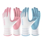 COOLJOB 6 Pairs Gardening Gloves for Women Ladies, Breathable Rubber Coated for Yard Garden, Outdoor Indoor Protective Work with Grip, Medium Size, Blue & Pink