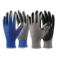 thumbnail image 1 of COOLJOB Small Garden Work Gloves for Men Women Non-slip, 10 Pairs Bulk Nitrile Rubber Coated Working Yard Gloves with Grip, Palm Dipped Oil Resistant and Hand-friendly, Black Blue Gray, Multi Pack, 1 of 7
