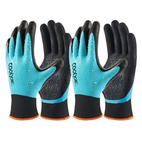 COOLJOB Waterproof Gardening Work Gloves Gifts for Women & Men, Double Rubber Coated Non-slip Working Gloves Bulk for Garden Yard Gardener Outdoor Construction Worker, Unisex Blue Medium Size 2 Pairs