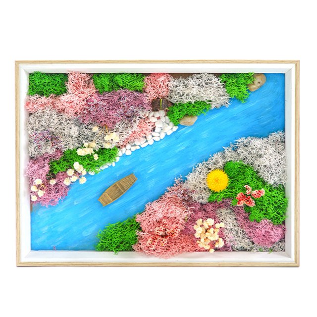 COOLL Everlasting Moss Painting One Set Artificial Moss Painting Kit with Photo Frame Creative Ocean World Picture for