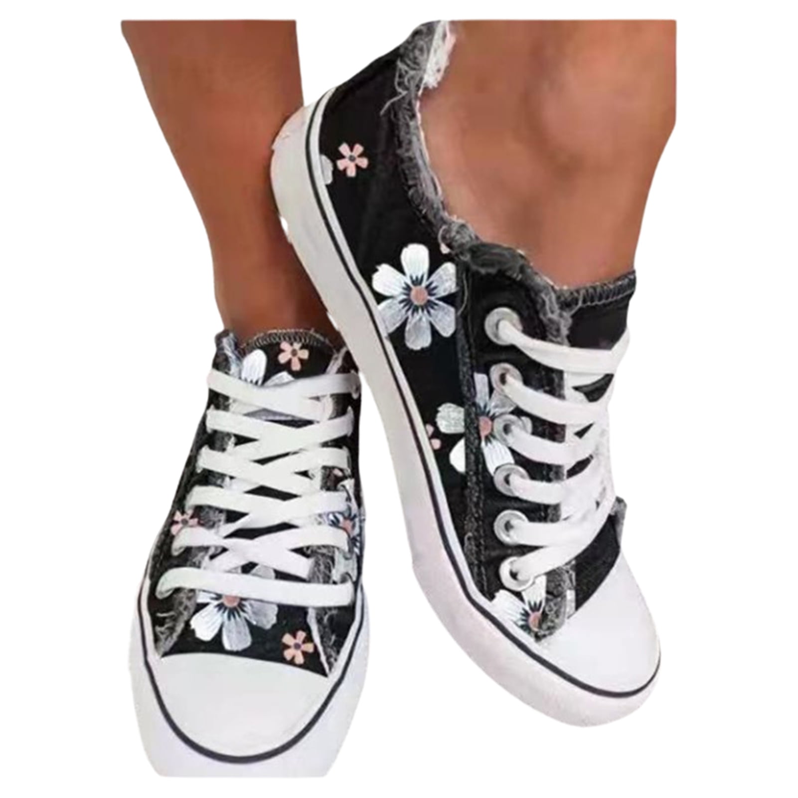 Floral Print Lace Up Canvas Shoes with Non-Slip Liberia Ubuy