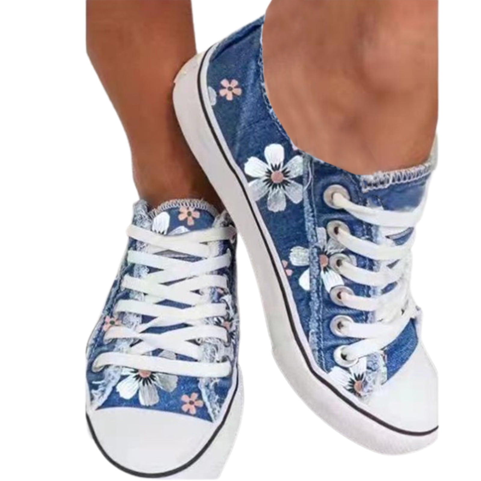 Flower Print Lace Up Canvas Shoes with Non-Slip Liberia Ubuy