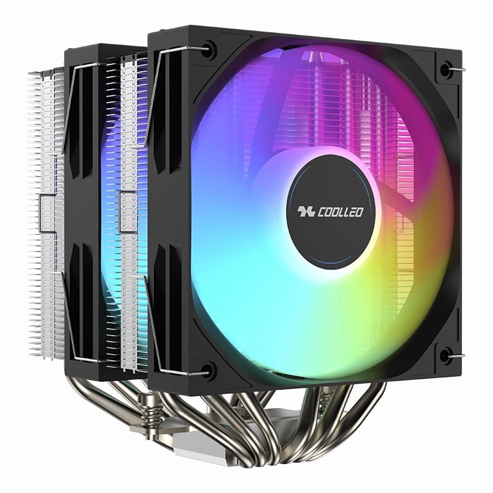 COOLLEO A60 RGB Double Tower CPU Air Cooled Radiator Six Copper Tubes ...