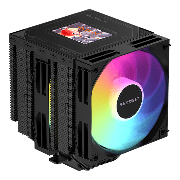 COOLLEO B60T LCD BLACK ARGB Screen Display Air-Cooled Radiator , CPU Air cooler ,WHITE CPU heat sink i7 LGA1851 AM5 9800x3d