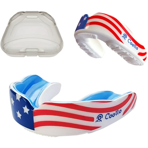 COOLLO SPORTS Boil and Bite Sport Mouth Guard DA Mouthpiece for Football, Hockey, Rugby, Lacrosse, Boxing, MMA (Storage Case Included)