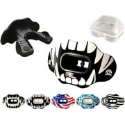 Coollo Sports Durable Adult Protective Sport Mouth Guard with Strap, Black White