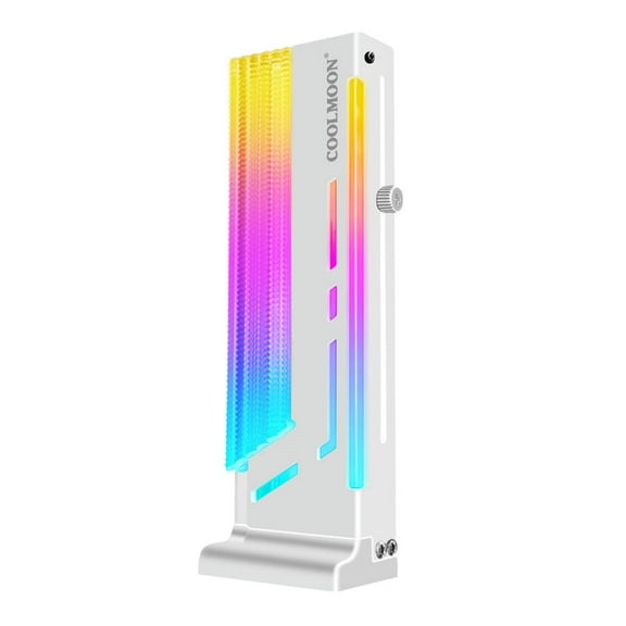 COOLMOON Graphics Card Holder 5V ARGB Vertical Graphics Stand GPU Bracket Video Card Support for Computer Case Chassis(White)