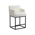 thumbnail image 1 of COOLMORE Counter Height Bar Stools Set of 2, Modern Barrel Bar Stool with Backrest and Arms, Beige, Upholstered Bar Stools for Kitchen Island, Pub, Club, 1 of 10