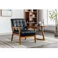 thumbnail image 1 of COOLMORE Mid-Century Modern Leisure Chair - PU Leather Barrel Chair with Solid Wood Armrest and Feet for Living Room, Bedroom, Studio - 25.39" x 27.95" x 30.31",Black PU, 1 of 9