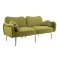thumbnail image 1 of COOLMORE Mid Century Modern Velvet Love Seats Sofa with 2 Bolster Pillows - 65 inch Couch for Living Room, Bedroom, Home Office - 64.96" x 30.71" x 29.52" (Polyester),Olive, 1 of 9