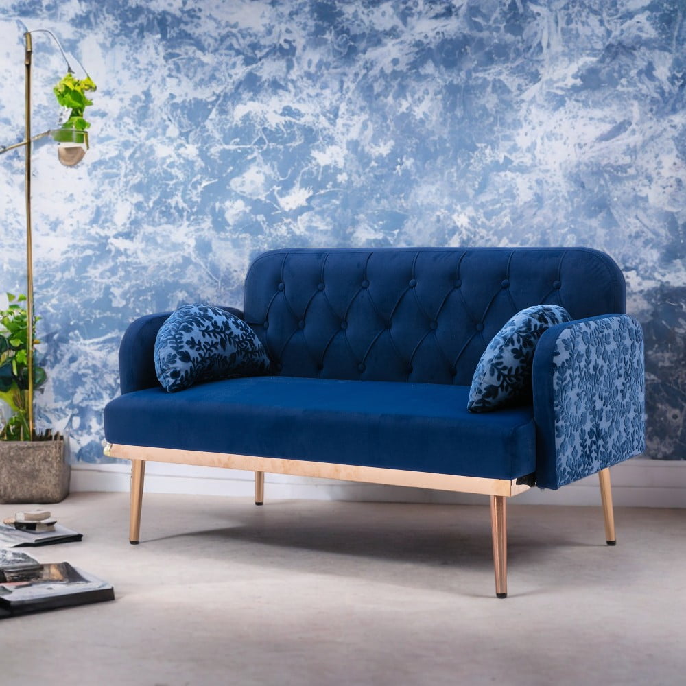 COOLMORE Modern Navy Velvet Loveseat Sofa Stylish and Comfy Upholstered — free download