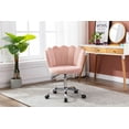 thumbnail image 1 of COOLMORE Velvet Home Office Chair with silver Base, Modern Cute Shell Back Upholstered Desk Chair for Vanity, Adjustable Swivel Task Chair for Office (Pink Velvet), 1 of 5