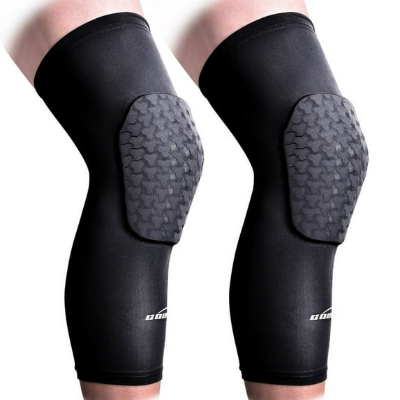 COOLOMG Basketball Knee Pads Compression Leg Sleeves for Volleyball Football Weightlifting Black L