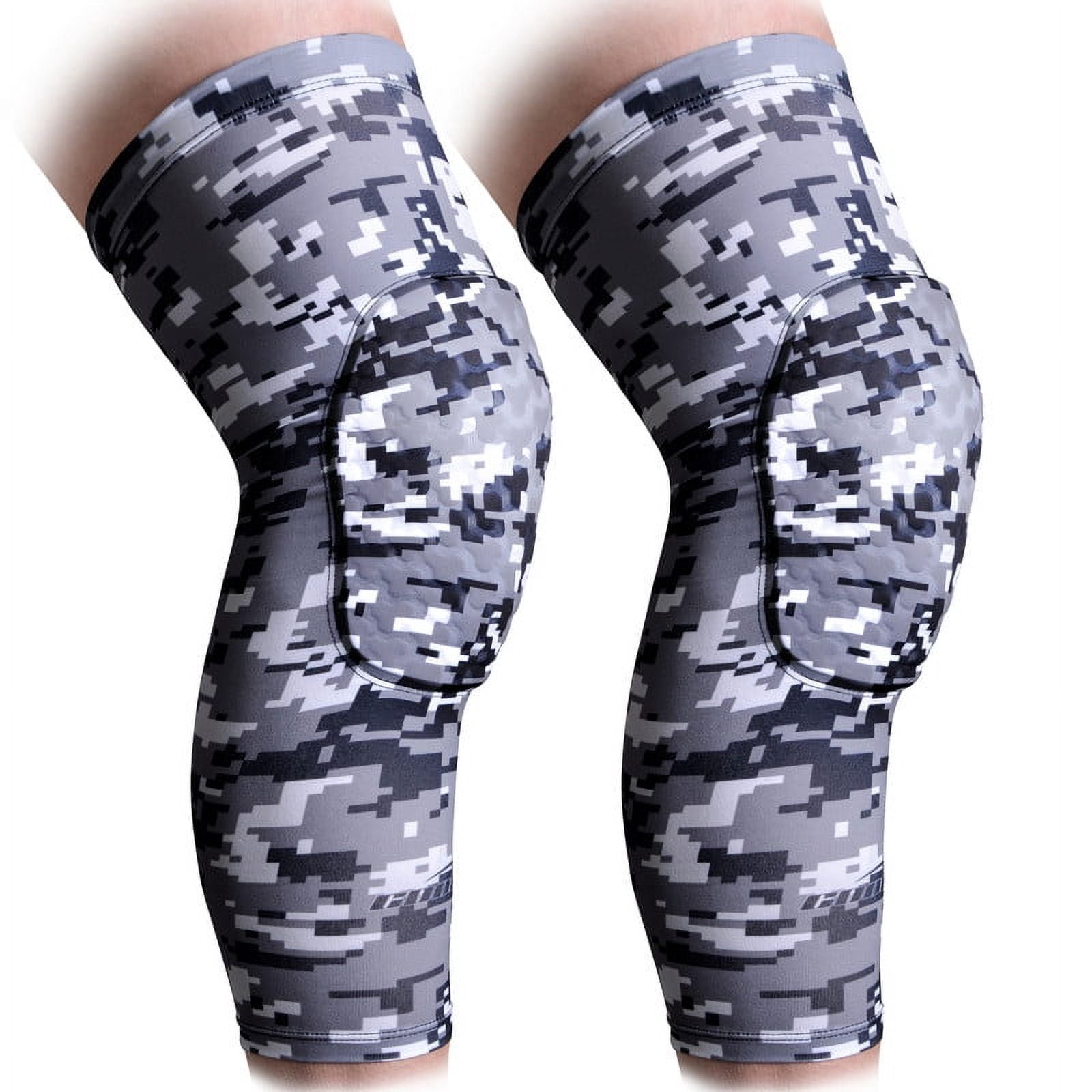 COOLOMG Basketball Knee Pads Youth Kids Adult Football Knee Compression Sleeves black-gray-white M