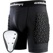 COOLOMG Boys Padded Compression Shorts with Groin Cup Youth Athletic Protector Shorts for Baseball, Hockey, Lacrosse