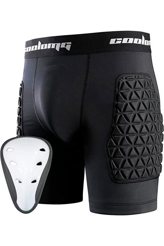 Boys Padded Compression Shorts with Groin Cup Youth Athletic Protector Shorts for Baseball, Hockey, Lacrosse