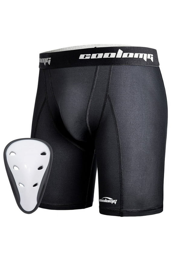 Mens Compression Shorts with Cup Athletic Sliding Underwear for Baseball Football MMA Lacrosse Field Hockey