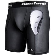 COOLOMG Mens Compression Shorts with Cup Athletic Sliding Underwear for Baseball Football MMA Black XL
