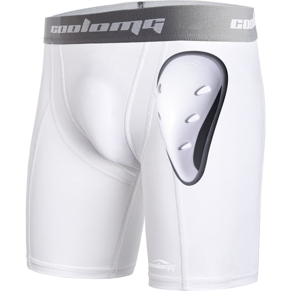 COOLOMG Mens Compression Shorts with Cup Athletic Sliding Underwear for Baseball Football MMA Lacrosse Field Hockey