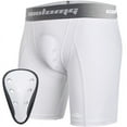 thumbnail image 1 of COOLOMG Youth Boys Compression Shorts with Protective Cup Sliding Underwear for Baseball Football Lacrosse Hockey, 1 of 5