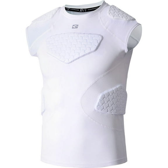 COOLOMG Youth Padded Compression Shirt for Football Baseball Basketball Lacrosse Rib Chest Protector Shoulder Heart Sternum Guard
