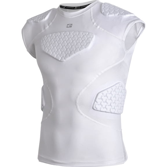 COOLOMG Youth Padded Compression Shirt for Football Baseball Basketball Lacrosse Rib Chest Protector Shoulder Heart Sternum Guard