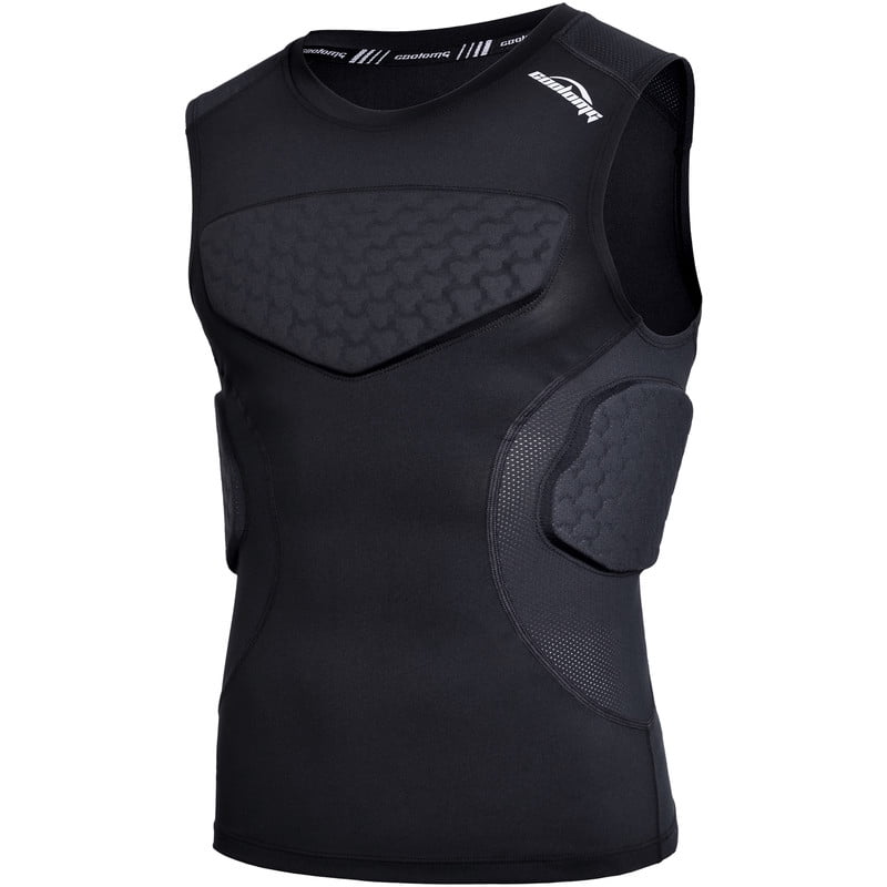 COOLOMG Youth Padded Football Shirt Rib Chest Protector Compression ...