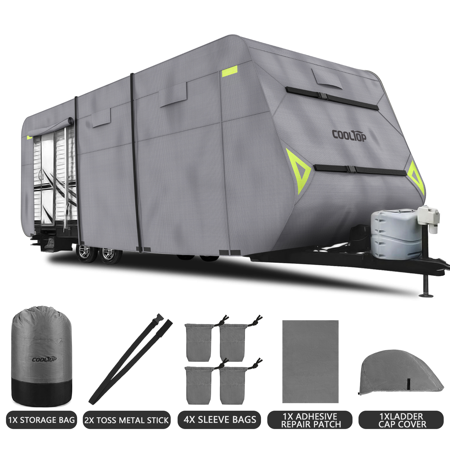 COOLTOP Upgraded 300D Waterproof Travel Trailer RV Cover for 28' 7
