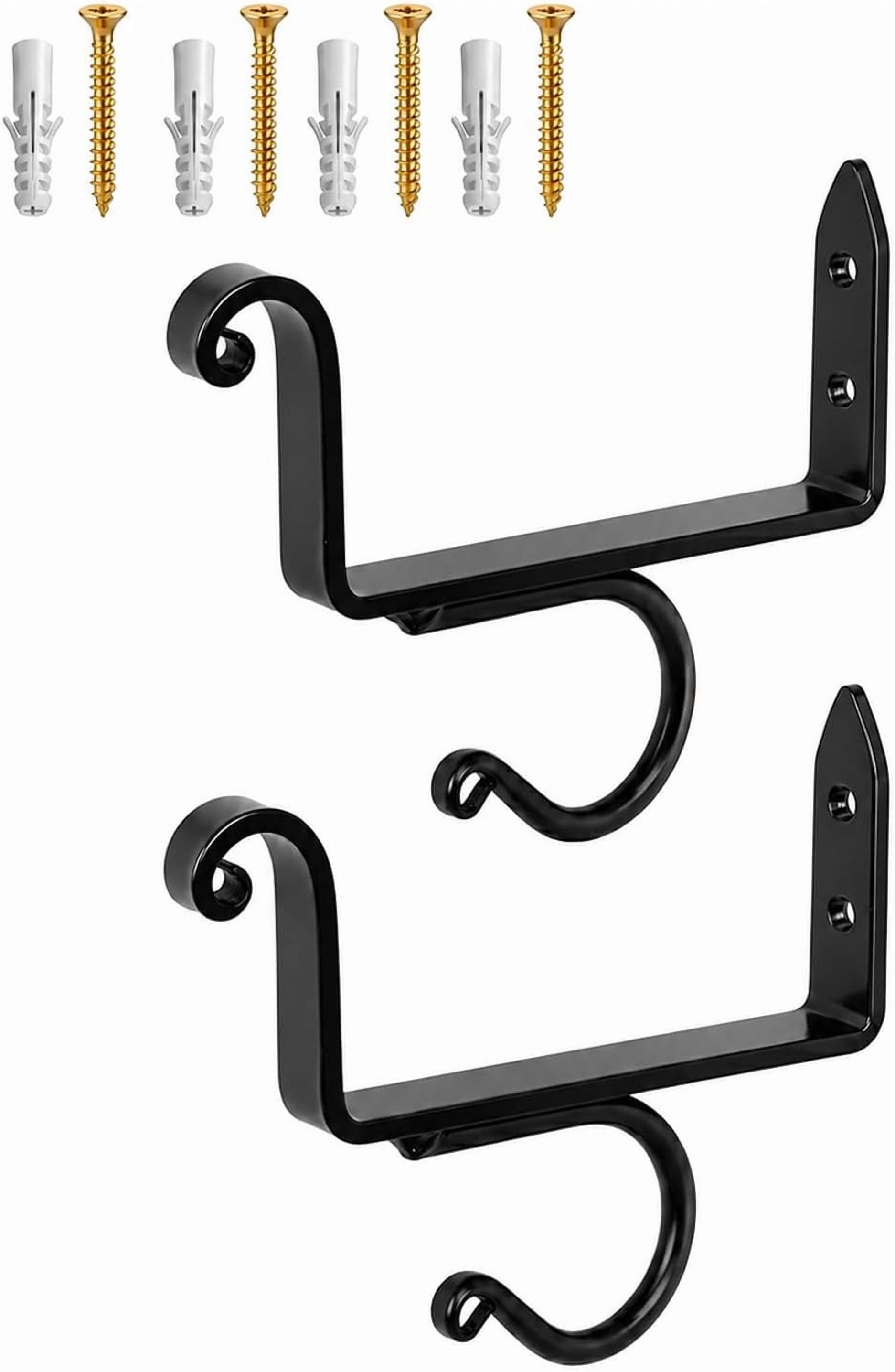 COOMIN 2-in-1 Curtain Rod Holders with Shelf Board Support, 2P | Heavy ...