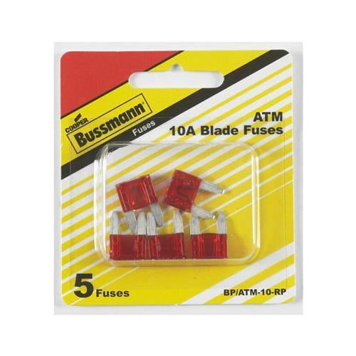 COOPER BUSSMANN BK/ATM-10 FUSE, BLADE, 10A, 32V, FAST ACTING (5 pieces)