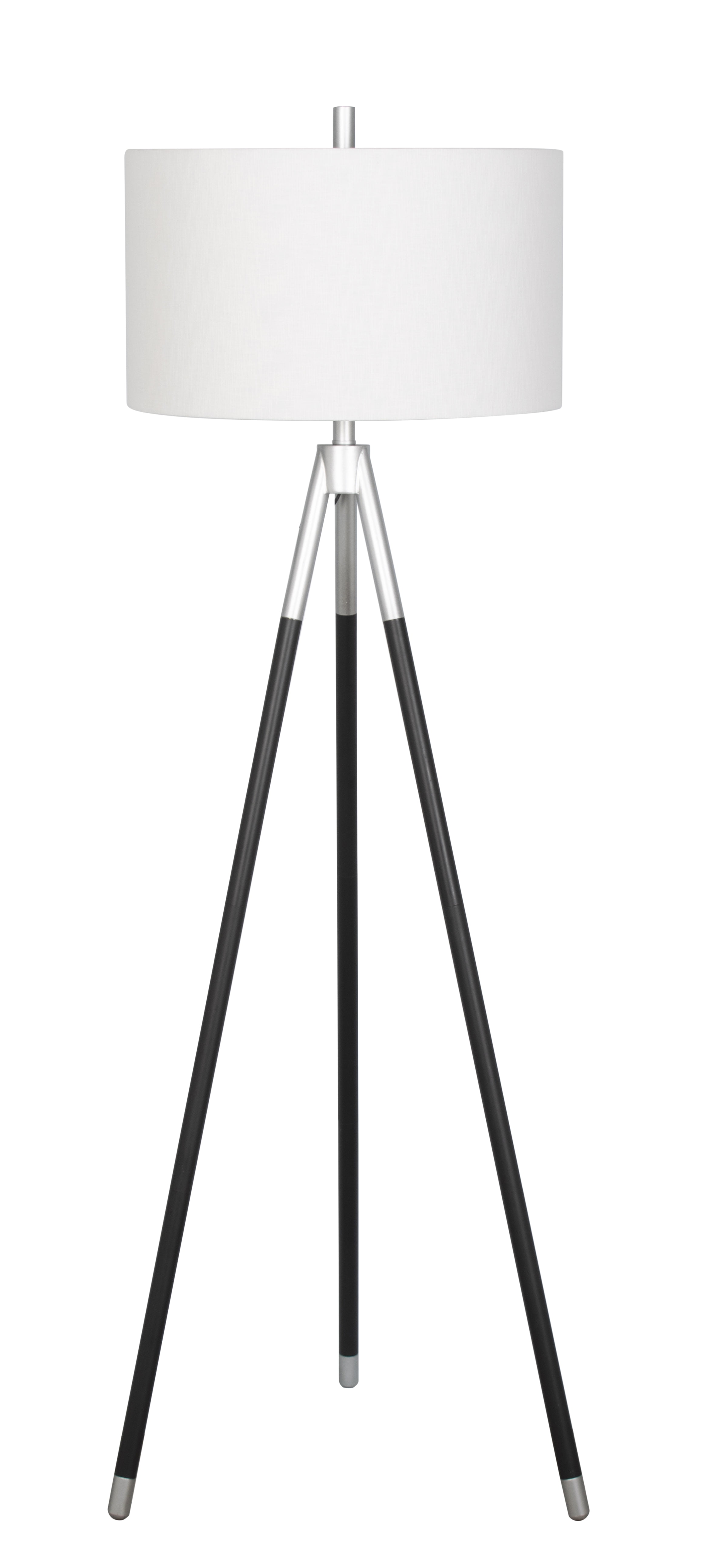 61.5" Black and Silver Iron Metal and Floor Lamp
