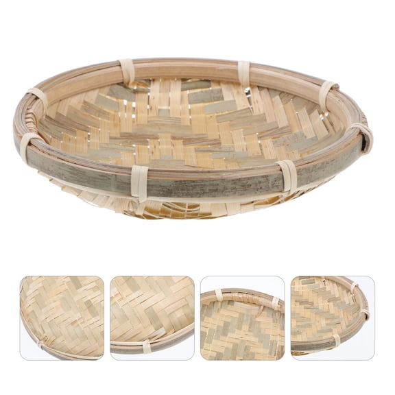 COOPHYA 1 Pair Pastry Serving Plate Bamboo Platter Round For Dessert Display 5.89X5.89X0.79in