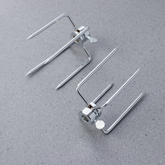 COOPHYA 1 Pair Stainless Steel Barbecue Skewer Rotisserie Meat Forks