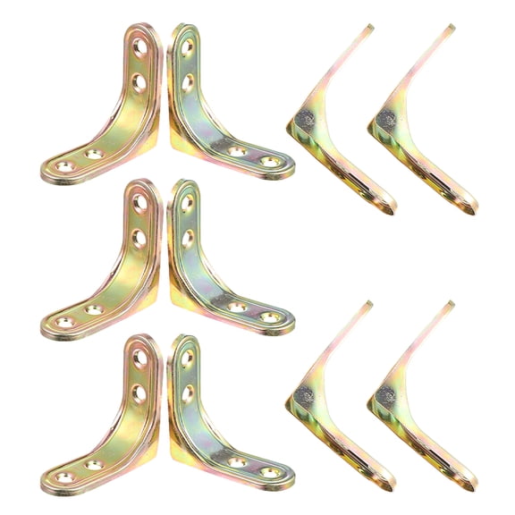 COOPHYA 10Pcs Golden Right Angle Corner Bracket for Furniture Sturdy Support