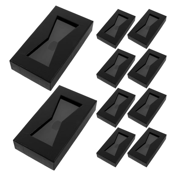 COOPHYA 10Pcs Tie and Bow Tie Storage Black Paper Organizer Boxes with Clear Window for Mens Wardrobe