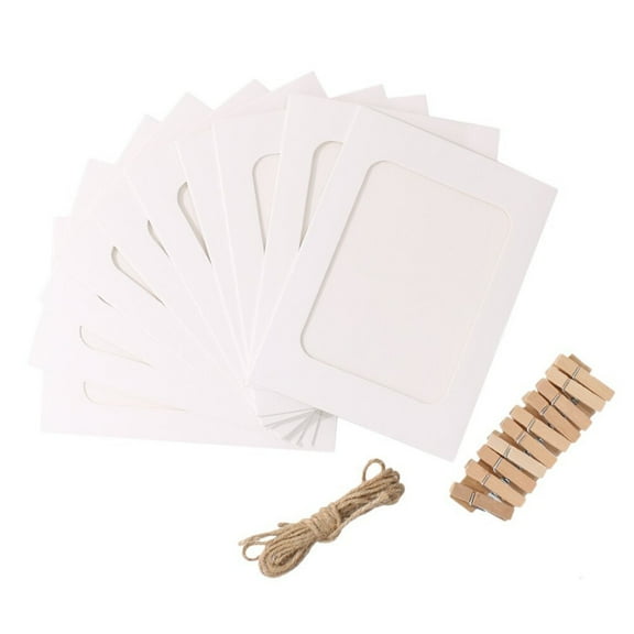 COOPHYA 10Pcs Picture Hanging String with Kraft Paper Frames for Wedding Decorations and Special Moments