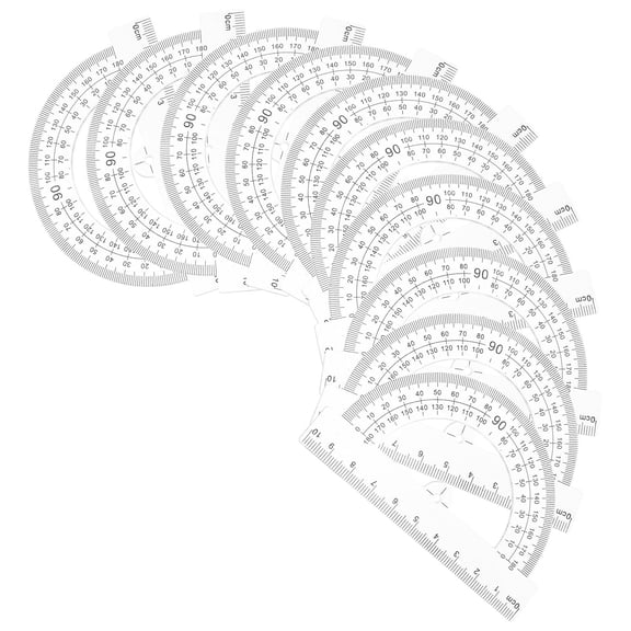 COOPHYA 10Pcs White Plastic Dry Erase Protractors for Classroom and Home Math Lessons