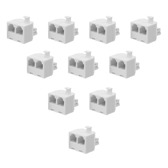 COOPHYA 10Pcs White Rj11 Phone Splitter Adapter Dual Female Port Modular Telephone Line Dividers