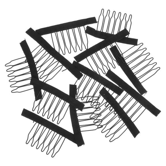 COOPHYA 12Pcs Steel Tooth Wig Clips Black Snap Comb for Lace and Cap Decoration