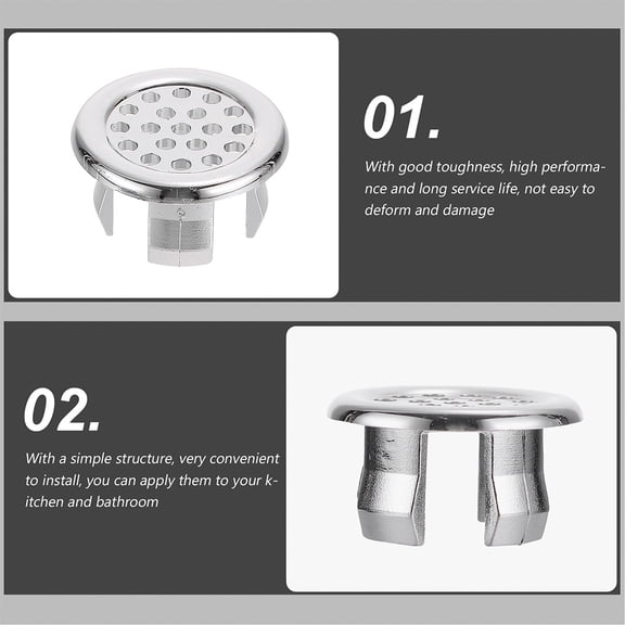 COOPHYA 15Pcs Plated Silver Basin Overflow Covers Suitable for Home and Kitchen