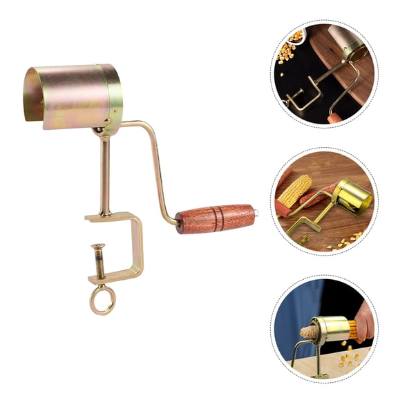 COOPHYA 1Pack Corn Sheller Hand Crank for Kernels Cutting Golden Iron Use