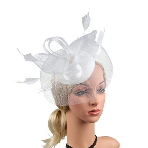 COOPHYA 1Pack Fascinator Hat Elegant Flower Design Gauze Artificial Plume for Tea Party