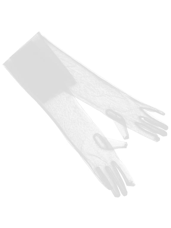 1 Pair White Sheer Mesh Gloves Lightweight Tulle Formal Wedding Bridal Accessory for Special Occasions