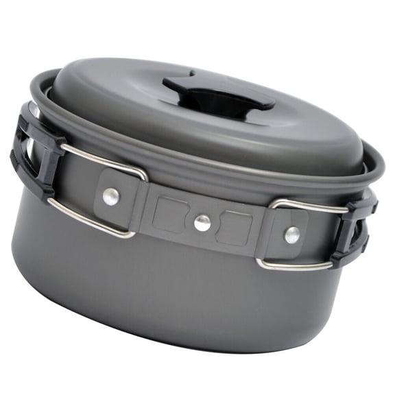 COOPHYA 1Pc Lightweight Foldable Aluminum Camping Pot with Mesh Pouch for Outdoor Use