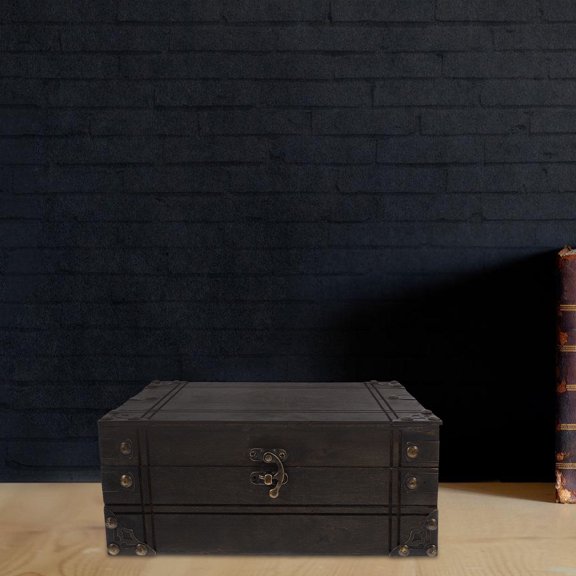 COOPHYA 1Pcs Retro Style Storage .6x6.3x3.7in Brown Wooden For Film Prop