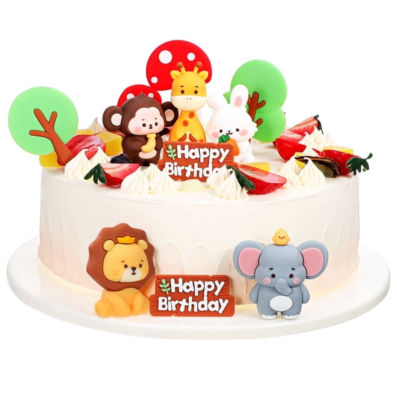 COOPHYA 1Set Jungle Theme Cupcake Toppers Animal Figures for Birthday Party Decorations